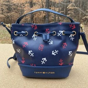Tommy Hilfiger Blue Anchor Print Shoulder Bag